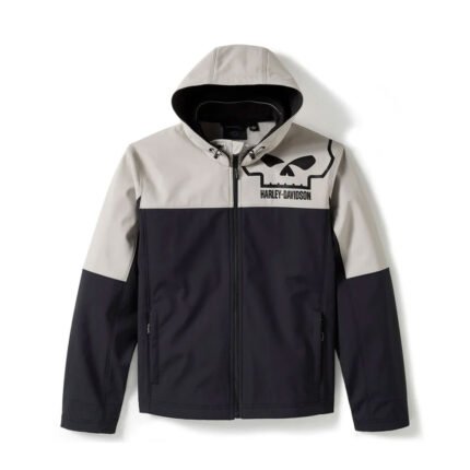 Harley-Davidson Men's Water Repellent Jacket in black/grey with Willie G. Skull graphic