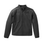 Harley-Davidson black softshell jacket with removable hood and Willie G skull graphic