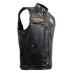 New Men's Black Vest - Harley Davidson Passing Link Leather - Image 3