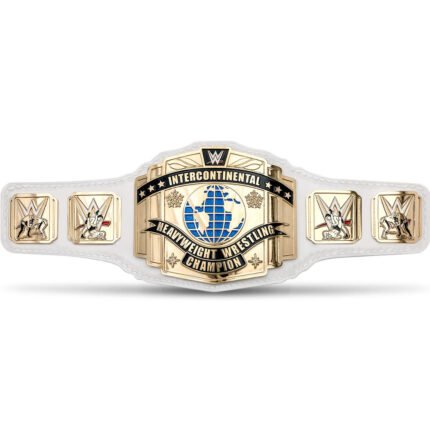 Authentic WWE belts featuring detailed championship plates and premium leather straps
