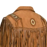 Western Cowboy Leather Jacket - Genuine Cowhide & Fringe Style - Image 4
