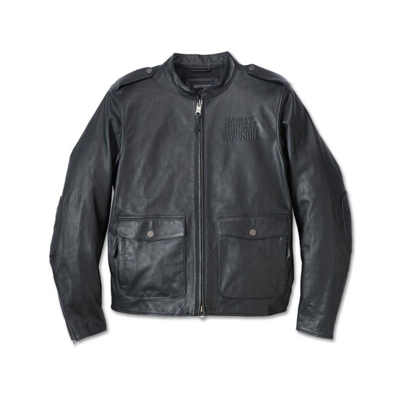 Harley-Davidson Captain’s quality leather jacket outer layer for men, premium buffalo leather, breathable mesh lining, motorcycle-ready design