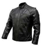 Café Racer Men Leather Jacket Black Brown Biker Genuine Sheep skin Leather - Image 15