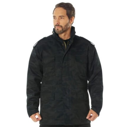 M‑65 Field Jacket tactical military jacket in Midnight Black Camo with removable insulated liner