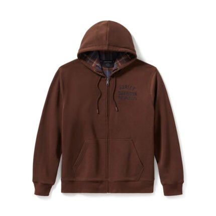 Hoodie with plaid lining and full zip by Harley-Davidson