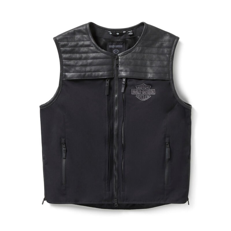 weighted vest​utility-style Harley-Davidson Long Haul Vest 97184-25VM with nylon body and leather yokes