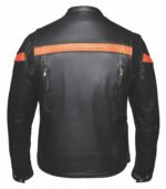 Ladies Jacket Derringer Motorcycle Biker Leather Black & Orange - Image 2