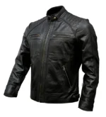 Café Racer Men Leather Jacket Black Brown Biker Genuine Sheep skin Leather - Image 4