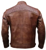 Café Racer Men Leather Jacket Black Brown Biker Genuine Sheep skin Leather - Image 6