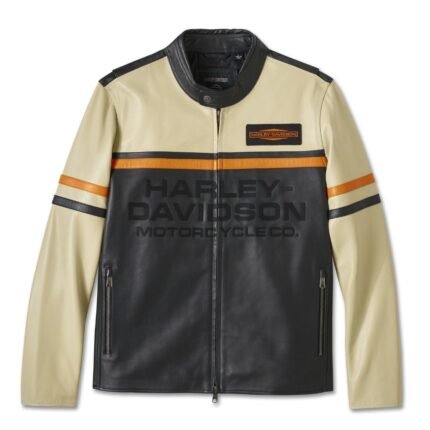 Leather Jacket Man - Harley-Davidson City Limits Colorblock, Black & Pale Khaki, style 97000-25VM