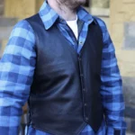 Mens Plenty Leather Vest - Black - Image 3
