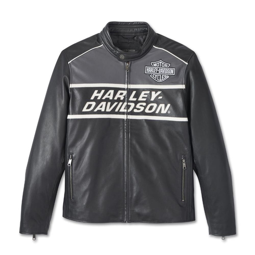Harley Davidson Factory Leather Jacket – Men's, Black Beauty 2 Harley Davidson Black Leather Jacket Men Black Beauty – front view