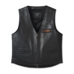 Harley Davidson City Limits Leather Vest Harley Black – front view