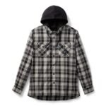 Harley Davidson Hooded Plaid Long Shirt Harley Black/Asphalt – front view