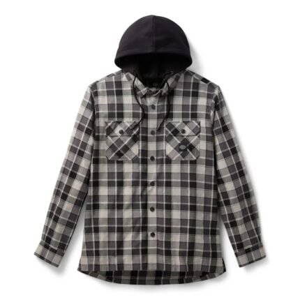 Harley Davidson Hooded Plaid Long Shirt Harley Black/Asphalt – front view