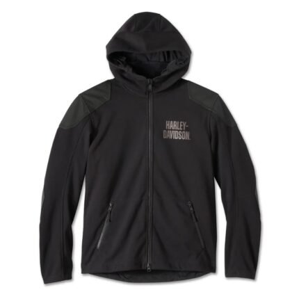 Harley Deflector Hooded Jacket Black – front view