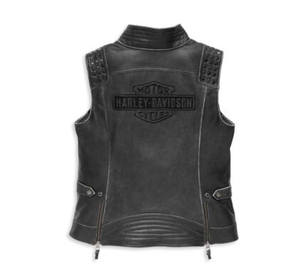 Harley Davidson Electra Leather Vest Black – back view