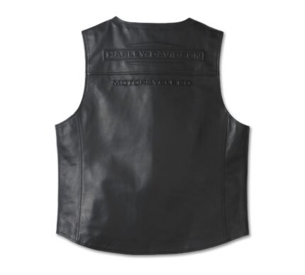 Harley Davidson City Limits Leather Vest Harley Black – back view