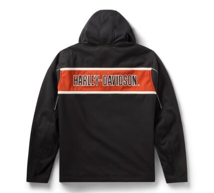 Harley Davidson Orange Fleece Jacket Harley Black – back view
