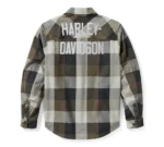 Harley Davidson Plaid Shirt Jacket Ghost Grey/Black Olive – back view