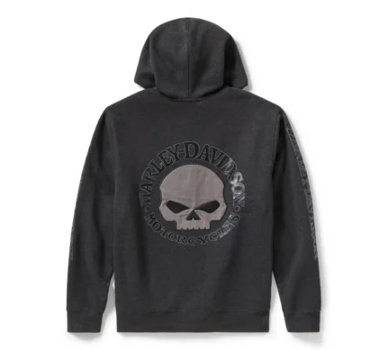 Harley Davidson Willie G Skull Hoodie Asphalt – back view