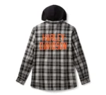 Harley Davidson Hooded Plaid Long Shirt Harley Black/Asphalt – back view