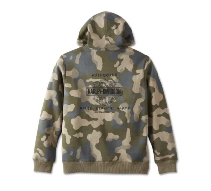 Harley Davidson Street Zip Up Hoodie Camouflage – back view