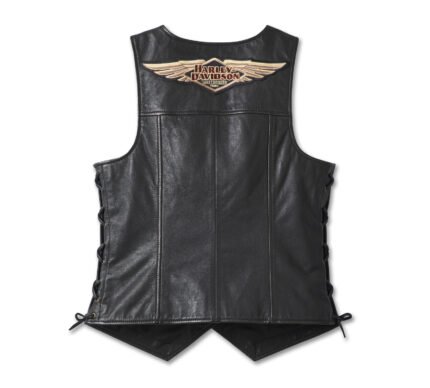 Harley Davidson 120th Leather Vest Black – back view