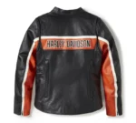 Harley Davidson Orange Leather Jacket Harley Black – back view