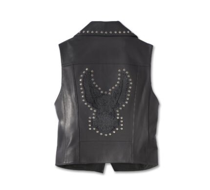 Harley Davidson Eagle Studded Vest Black – back view