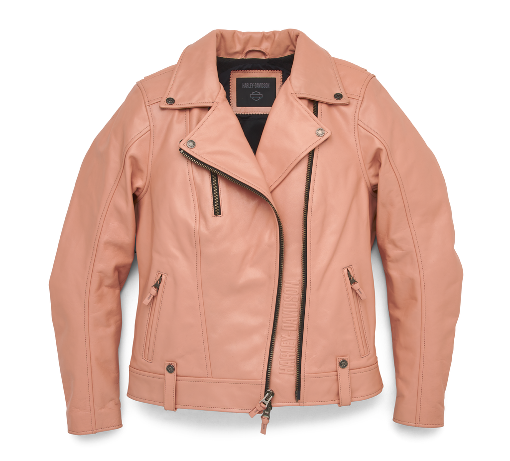 Harley Davidson Vixen Lane Jacket – Women's, Light Pink 1 Harley Davidson Pink Jacket Light Pink – back view