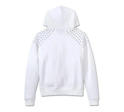 Harley Davidson Studded Hoodie Bright White – back view