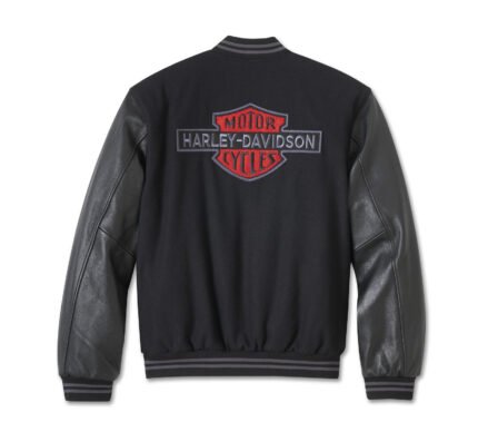 Harley Davidson V-Twin Varsity Jacket Harley Black – back view