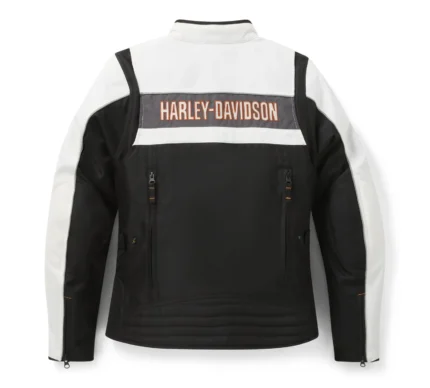 Harley Davidson Colorblock Riding Jacket Harley Black/Cloud Dancer – back view