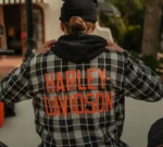 Harley Davidson Hooded Plaid Long Shirt Harley Black/Asphalt – side view