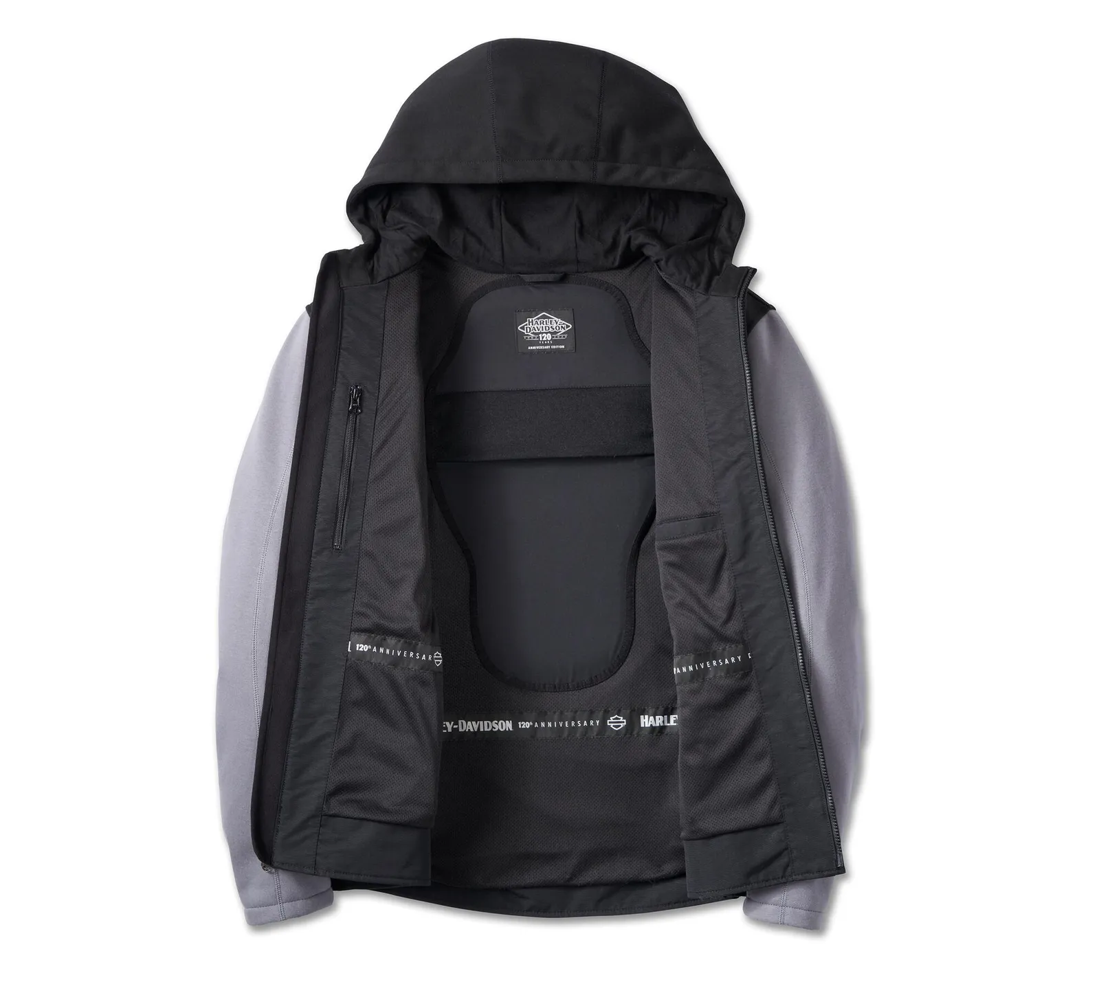 Harley Davidson 120th Fleece Jacket – Men's Anniversary Deflector, Black/Quiet Shade 2 Harley Davidson Jacket 120th Anniversary Black/Quiet Shade – side view
