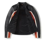 Harley Davidson Orange Leather Jacket Harley Black – side view