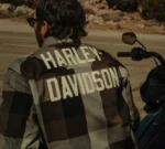 Harley Davidson Plaid Shirt Jacket Ghost Grey/Black Olive – close-up