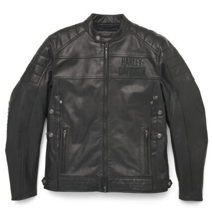 Harley Davidson Fremont Leather Jacket Black – front view