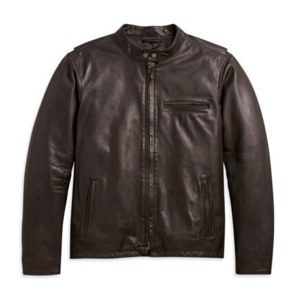 Harley Davidson Brown Cafe Racer Jacket – front view