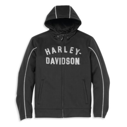 Harley Deflector Hooded Black Jacket – front view