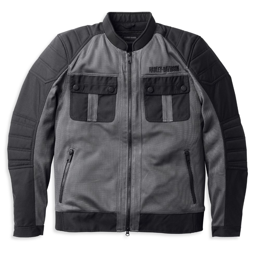 Harley Davidson Granite Mesh Jacket – Men's Zephyr Zip-out Liner, Grey 2 Harley Mesh Jacket Men's Grey – front view