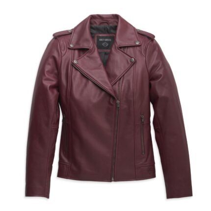Harley Davidson Full Leather Jacket Tawny Port – front view