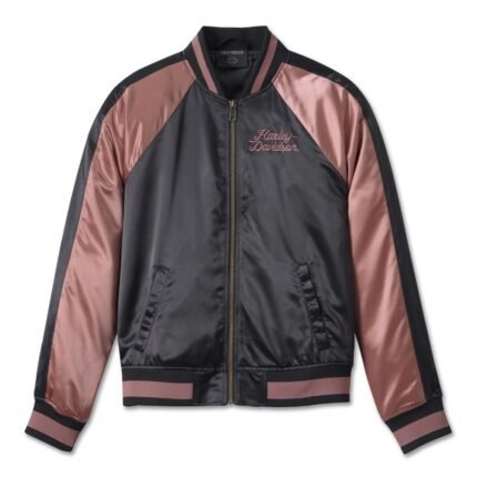 Harley Davidson Bar Shield Bomber Jacket Black/Pink – front view