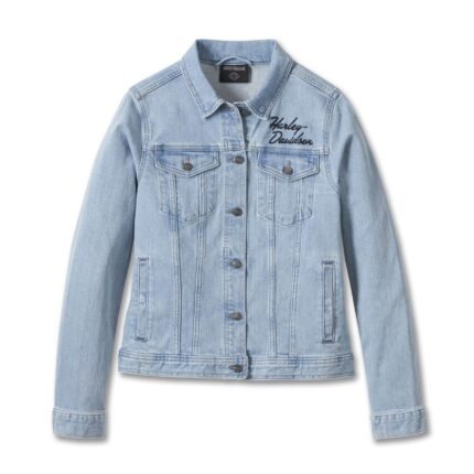 Harley Davidson Silver Wing Denim Jacket Light Indigo – front view