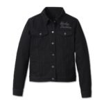 Harley Davidson Bar Shield Denim Jacket Black Denim – front view
