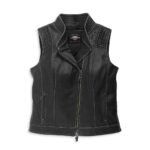 Harley Davidson Electra Leather Vest Black – front view