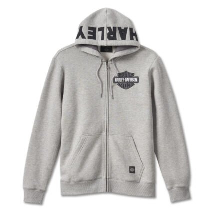 Harley Davidson Bar Shield Zip Up Hoodie Charcoal Grey Heather – front view