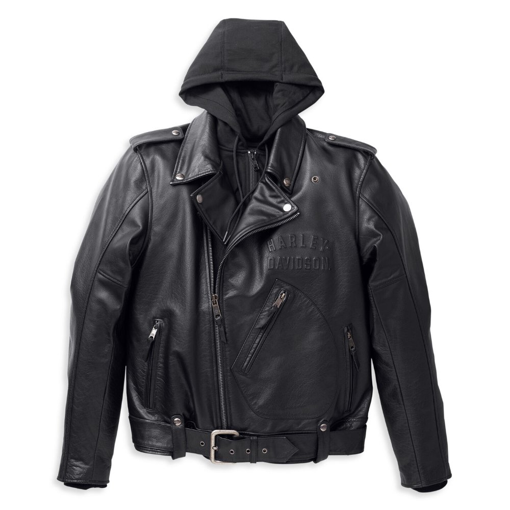 Leather Jacket Mens – Harley-Davidson Potomac 3-in-1 98001-22VM Harley Davidson Potomac Leather Jacket Black – front view