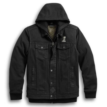 Harley Davidson 3-in-1 Denim Vest Black – front view